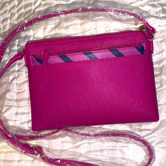 Talbots Handbags - New Real Leather Talbots Fushia Pink Bag, Gold plated Hardware, contemporary